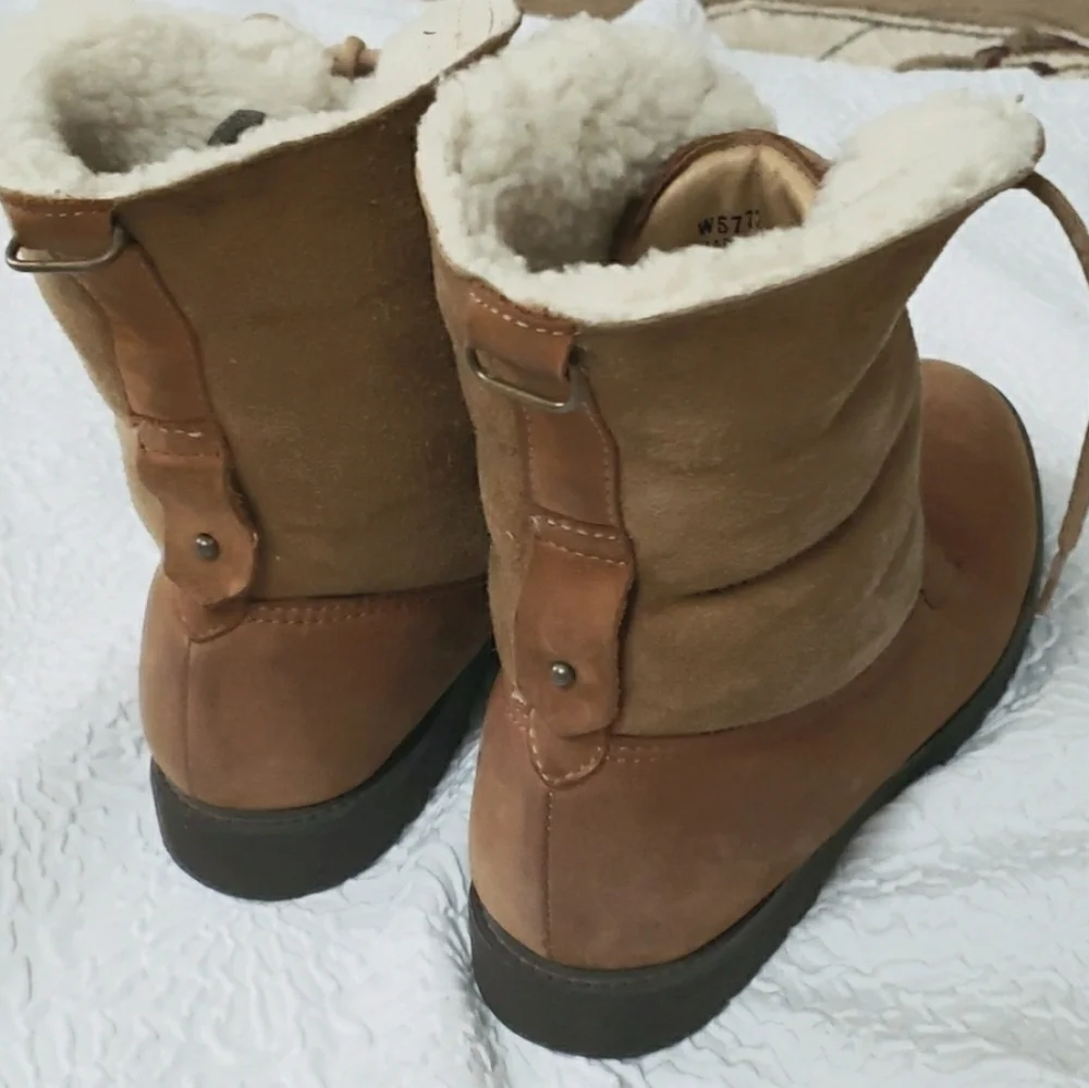 Rockport Vintage Womens Cognac Shearling Leather Boots Outdoor Size 10 W